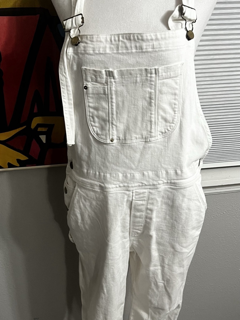 FRAME Denim Le Garcon Overalls in Blanc White Dungarees Medium - Picture 4 of 15